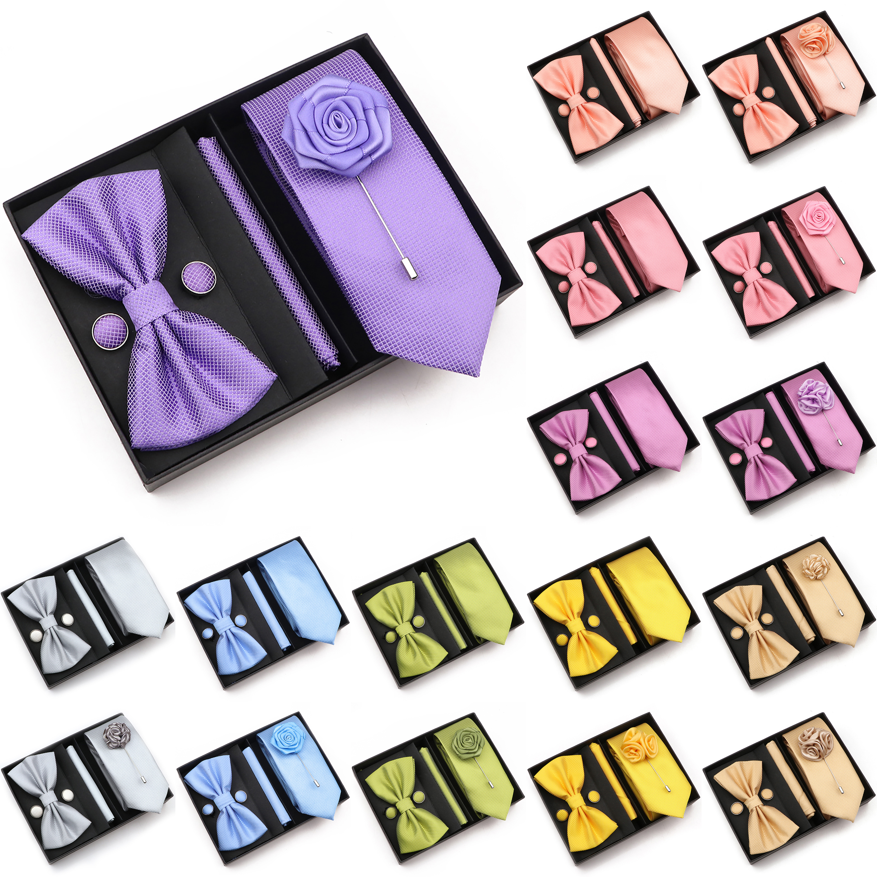 Men'S Grooming Gift Box - New Style Tie Set Solid Color