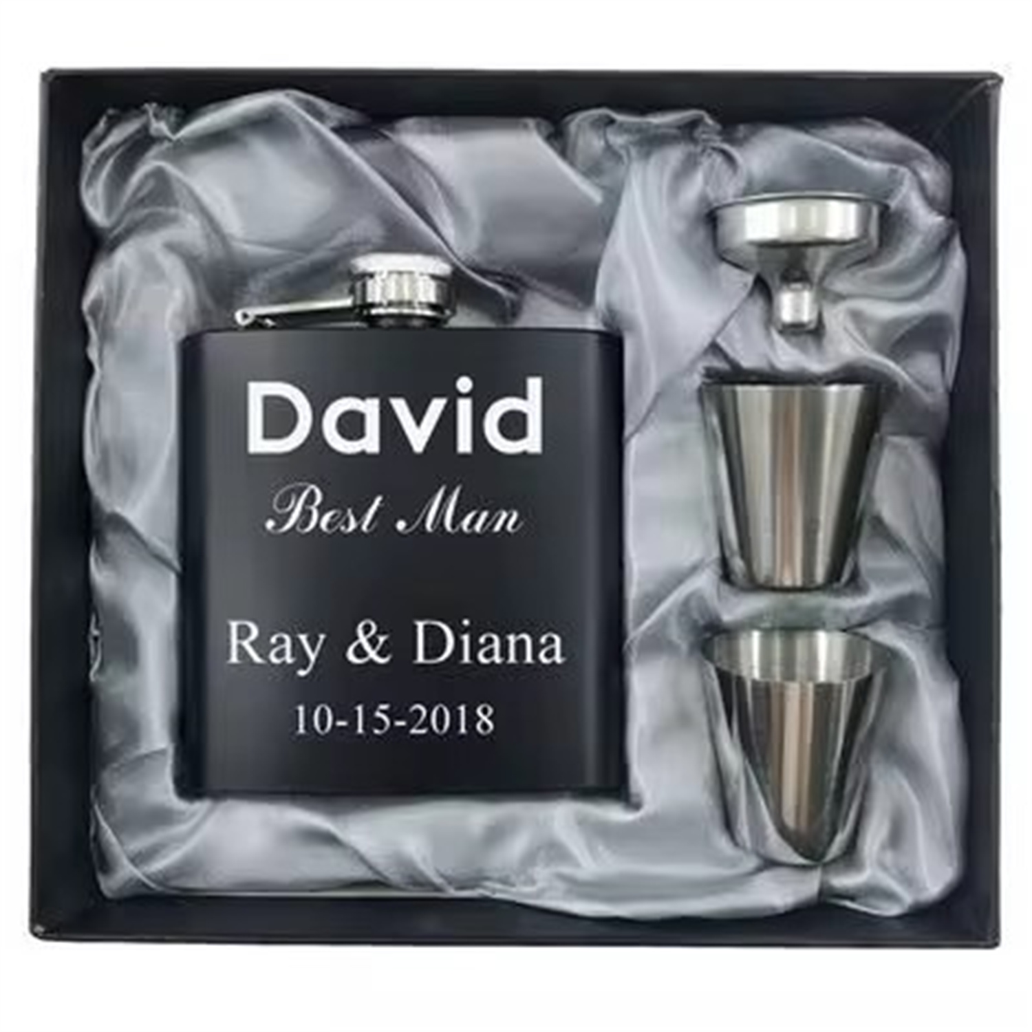 Men'S Grooming Gift Box - Personalized Engraved Stainless Steel Hip Flask