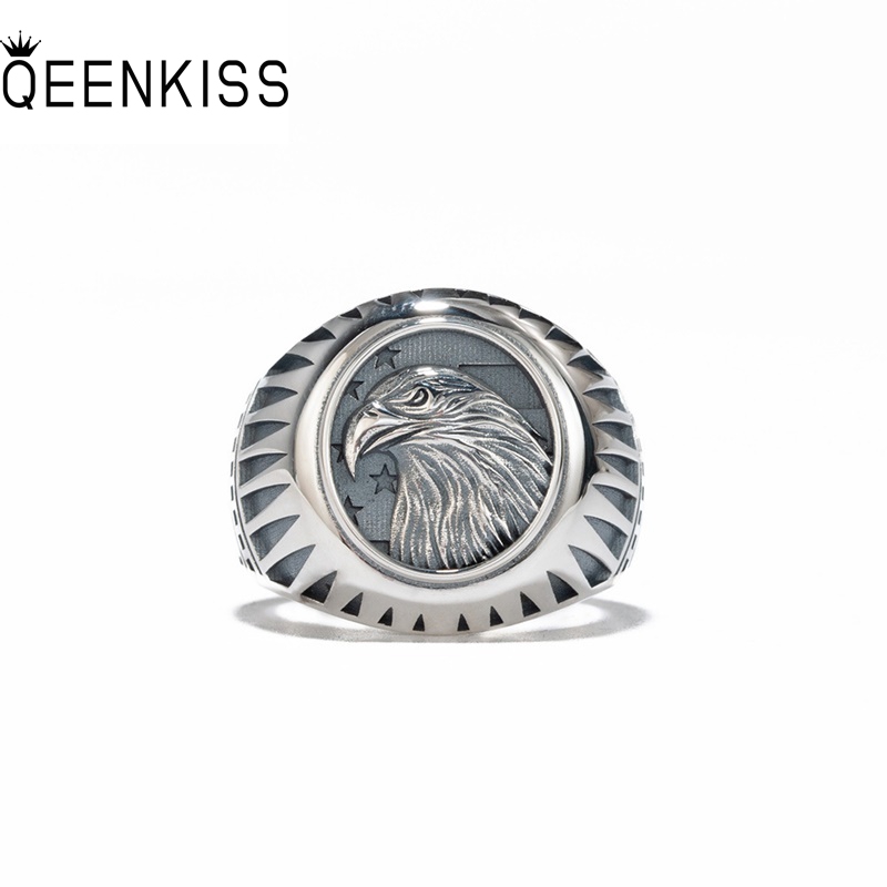 Mens Grooming Kit Gift - QEENKISS 925 Sterling Silver Vintage Eagle