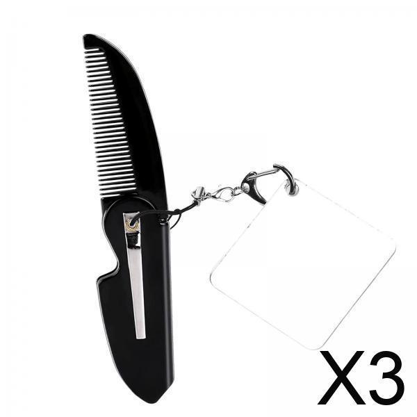 Men'S Grooming Mirror - Folding Pocket Comb Hairdressing Accessory with