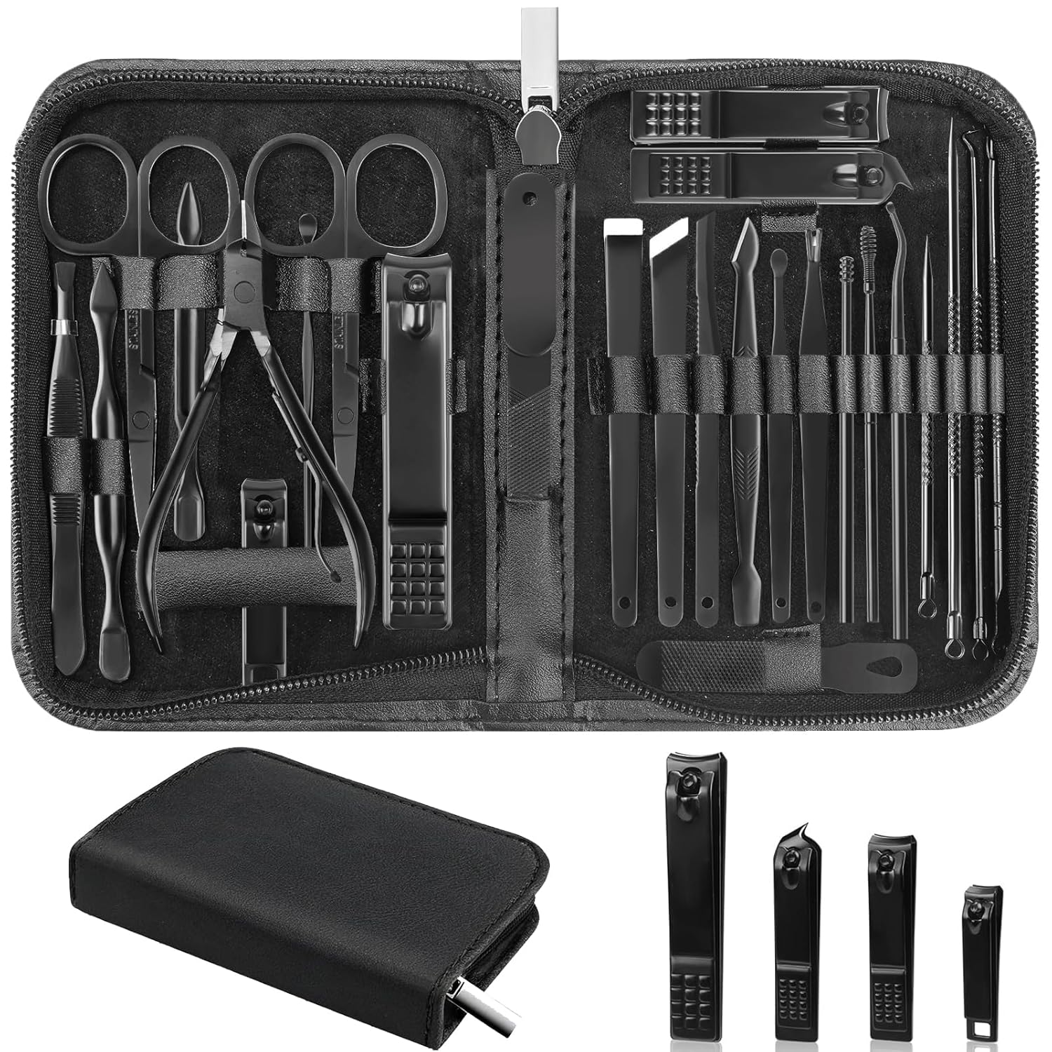 Nail Care Kit Mens - 26-Piece Nail Clippers Set, Stainless Steel