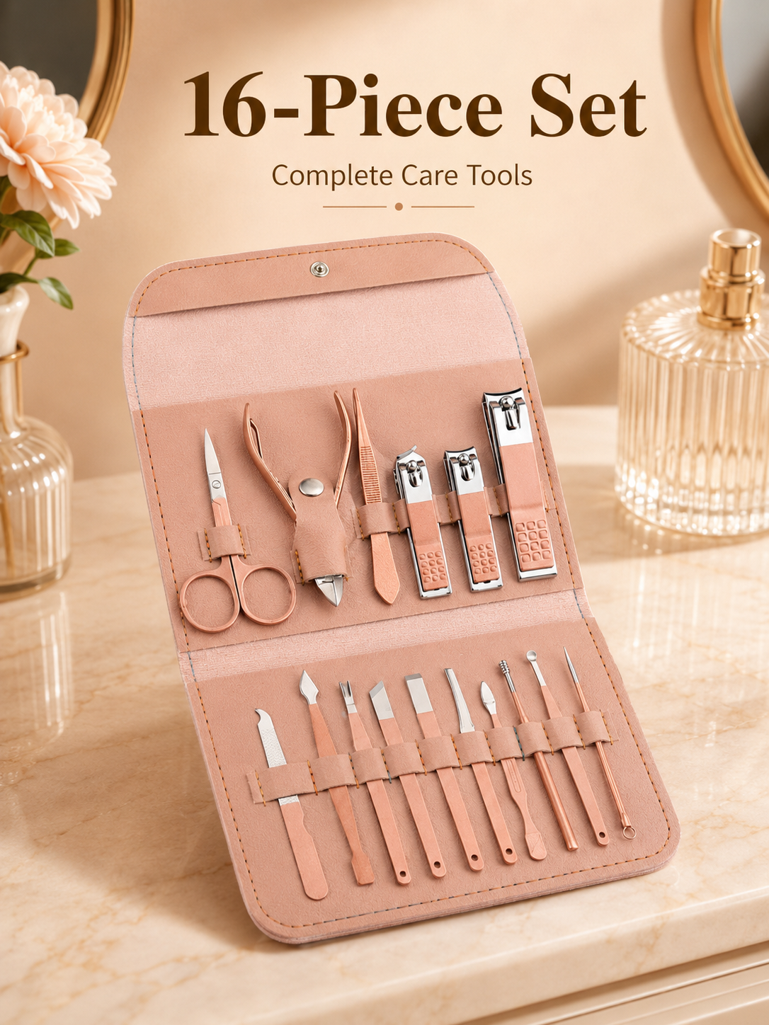 Nail Care Kit Mens - 8/16-Piece Manicure Pedicure Grooming Kit with