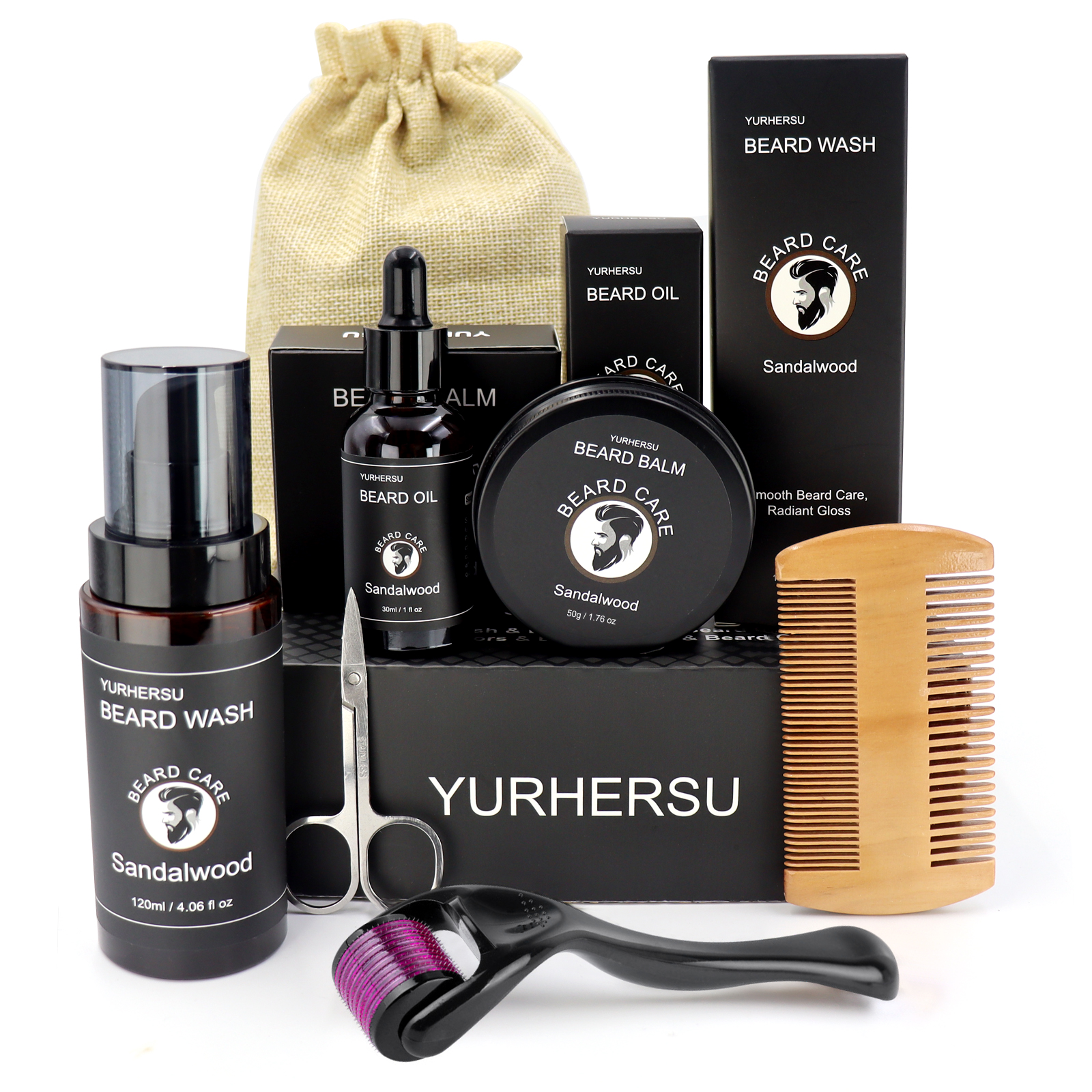 Mens Grooming Kit Gift - 7Pcs Beard Care Kit for Men,