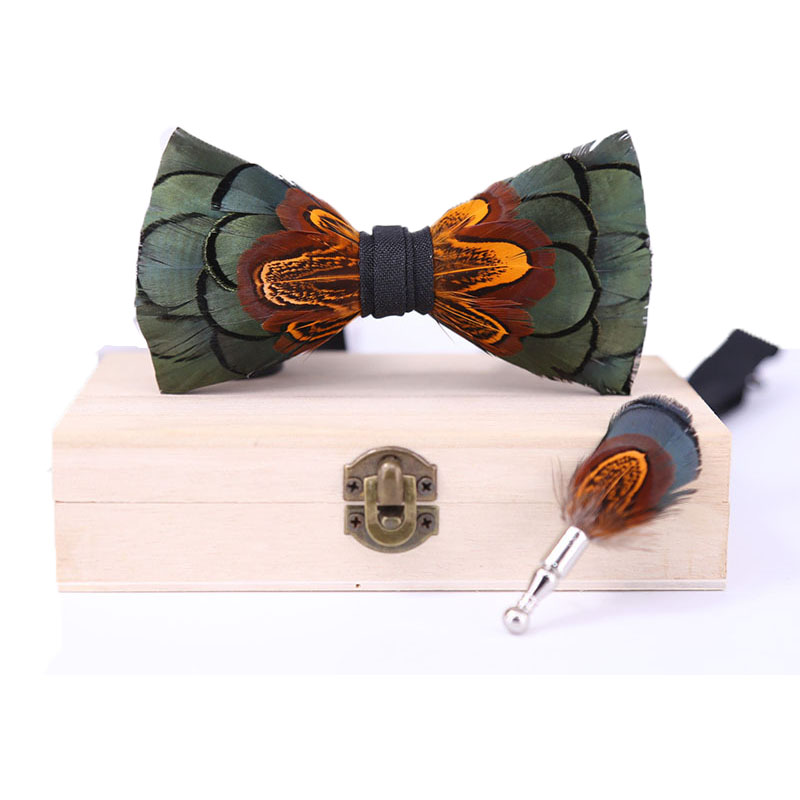 Men Bow Tie Feather Bowtie  Br - Men'S Grooming Gift Box review and price